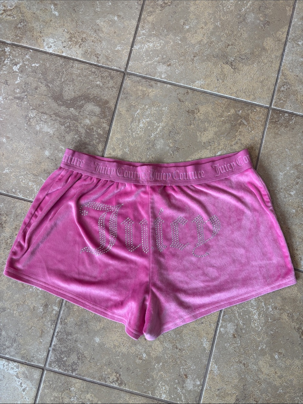 Juicy Couture Hot Pink Velour Shorts sleepwear with Crystal Logo size large